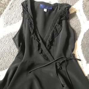 Francesca’s Black Eyelet Detail Wrap Top